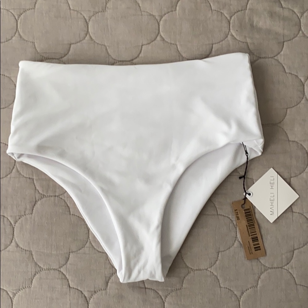 High waist bikini bottom white Maheli Heli